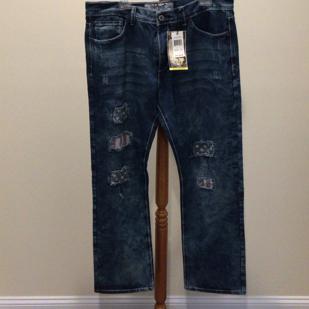 Men's Relaxed Fit Distressed Jeans - blue